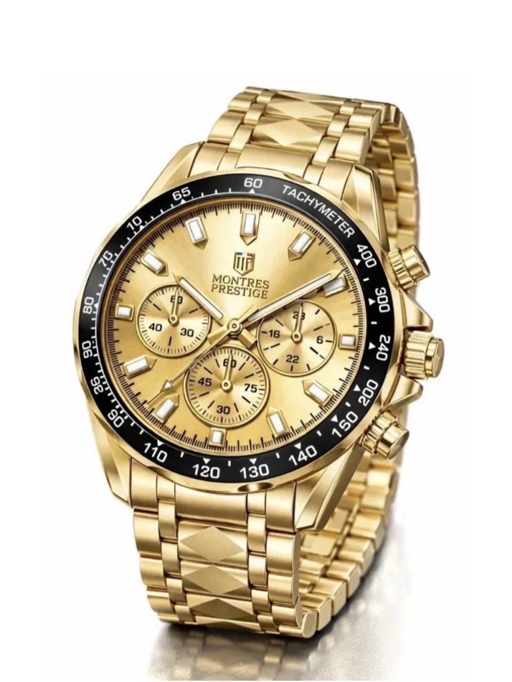 Montres Prestige Men’s Gold 44mm Watch brand new in box